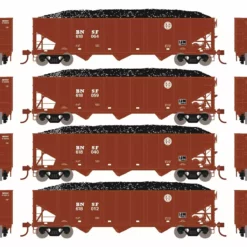 Athearn ATH15158 HO RTR 40ft 3-Bay Ribbed Hopper, BNSF 4-Pack #2