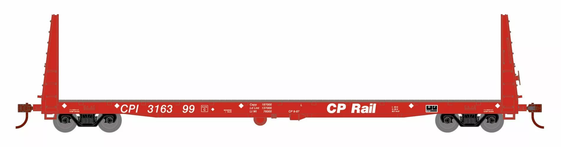 Athearn ATH17069 HO RTR 60ft Bulkhead Flat, Canadian Pacific #316399
