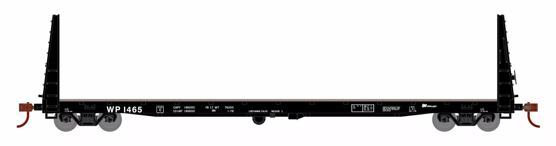 Athearn ATH17087 HO RTR 60ft Bulkhead Flat, Western Pacific #1481