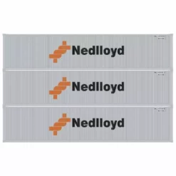 Athearn ATH27055 HO 40ft Corrugated Low Container, Nedlloyd 3-Pack #1
