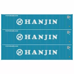 Athearn ATH27062 HO 40ft Corrugated Low-Cube Container, Hanjin 3-Pack #2