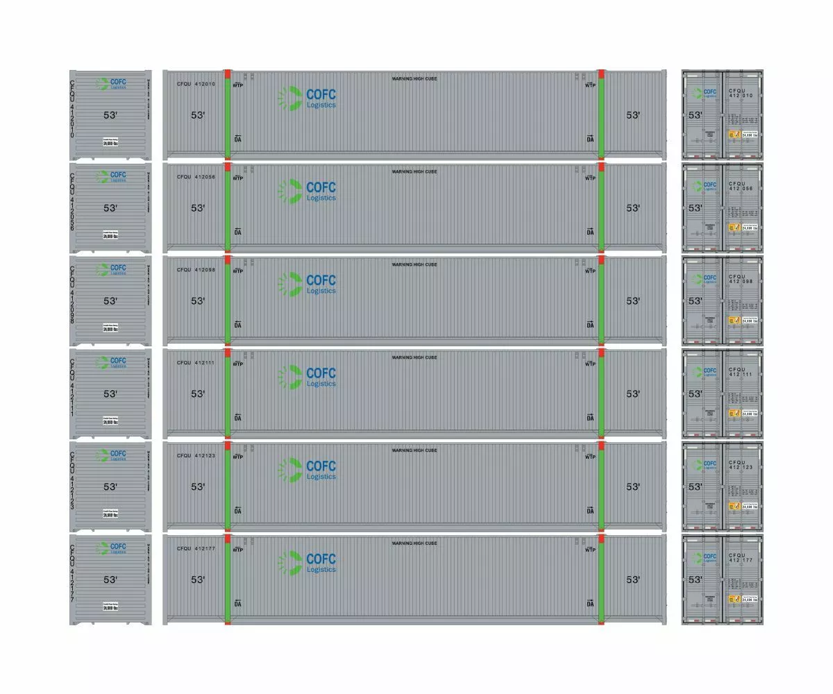 Athearn ATH28528 HO 53ft CIMC Container, COFC Logistics 6-Pack #2