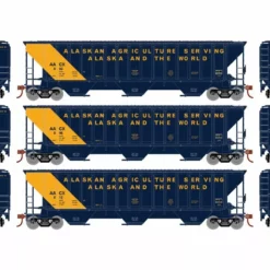 Athearn ATH18777 HO RTR PS 4740 Covered Hopper, Alaska Railroad 3-Pack