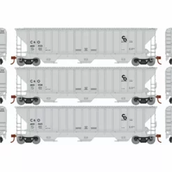 Athearn ATH22269 HO PS4740 Covered Hopper, Chesapeake & Ohio 3-Pack