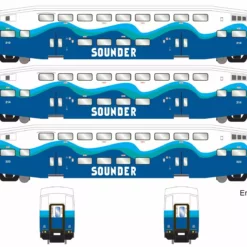 Athearn ATH28590 N Bombardier Coach, Sounder 3-Pack