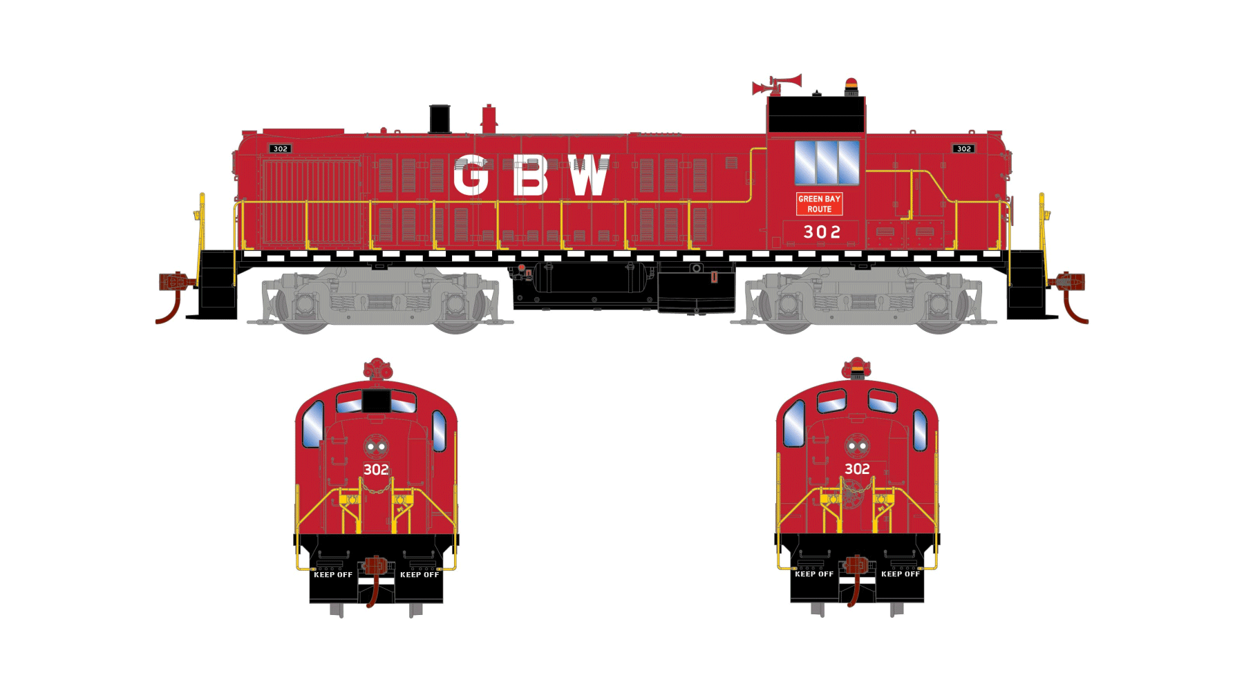 Athearn ATH28684 HO RTR ALCo RS-3, Standard DC, Green Bay & Western #307