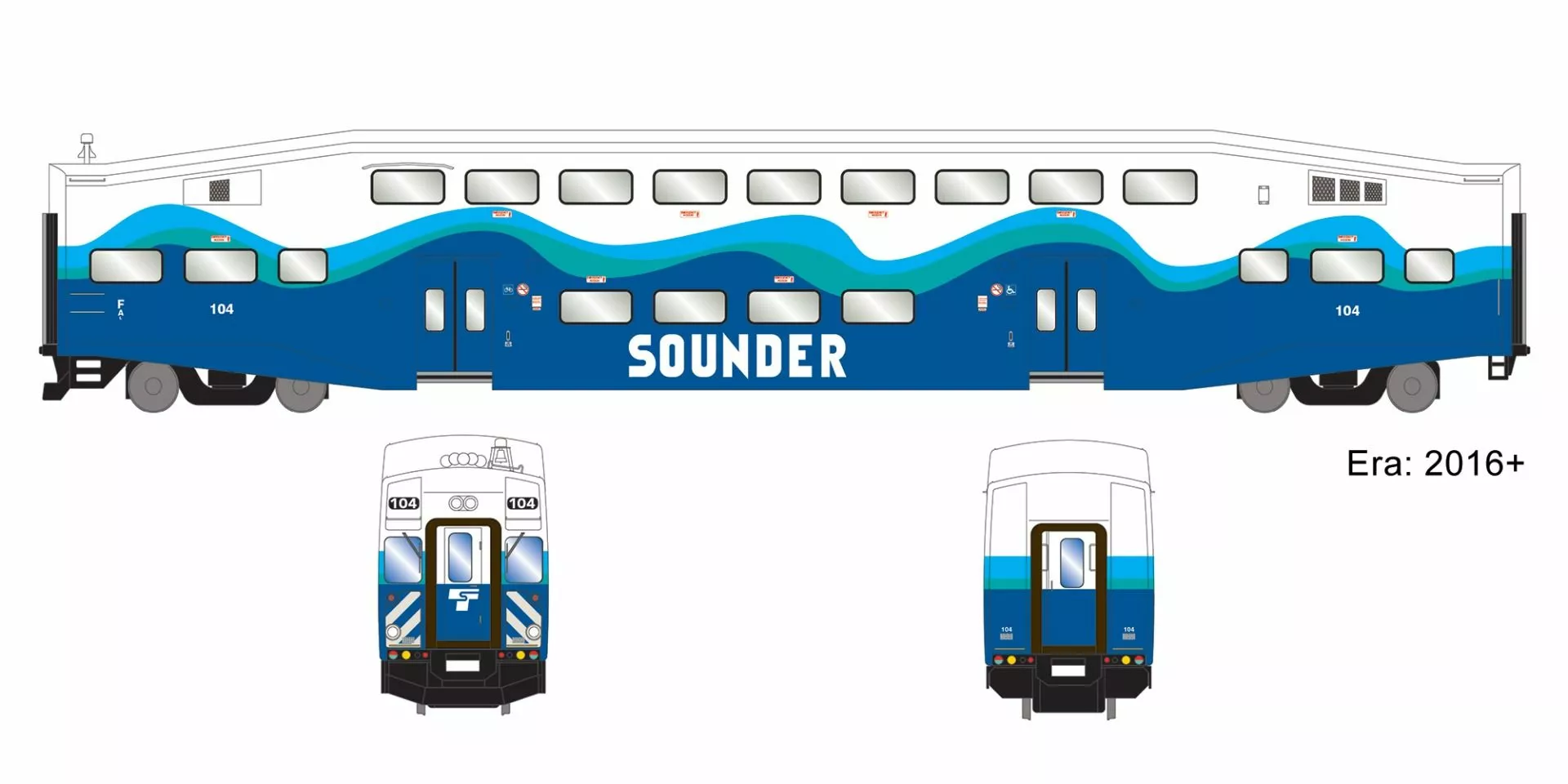 Athearn ATH29710 HO Bombardier Passenger Control, Sounder #104