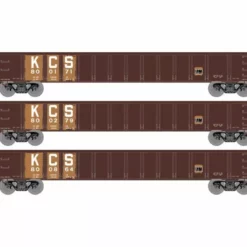 Athearn ATH8383 HO RTR 52ft Mill Gondola, Kansas City Southern 3-Pack