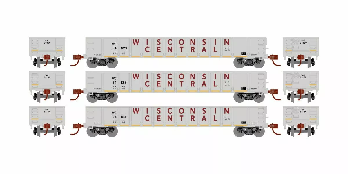 Athearn ATH3564 N 52ft Mill Gondola, Wisconsin Central 3-Pack