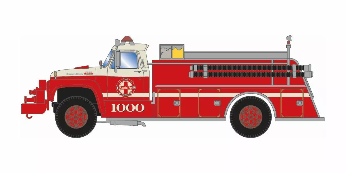 Athearn ATH4571 HO Ford F-850 Fire Truck, Santa Fe #1000