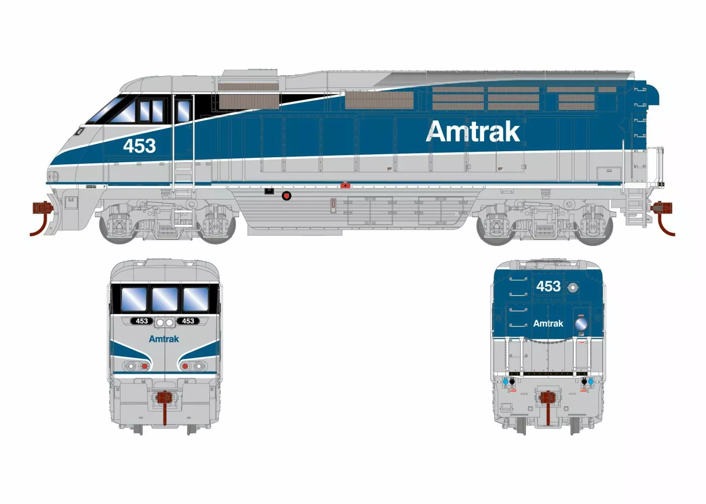 Athearn ATH15297 N EMD F59PHI, Standard DC, Amtrak #453
