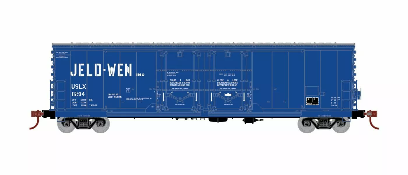 Athearn ATH67956 HO RTR 50ft Double Plug Door Boxcar, USLX Jeld-Wen #11299