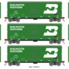 Athearn ATH67965 HO 40ft Modernized Box Car, Burlington Northern 3-Pack