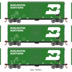 Athearn ATH67965 HO 40ft Modernized Box Car, Burlington Northern 3-Pack