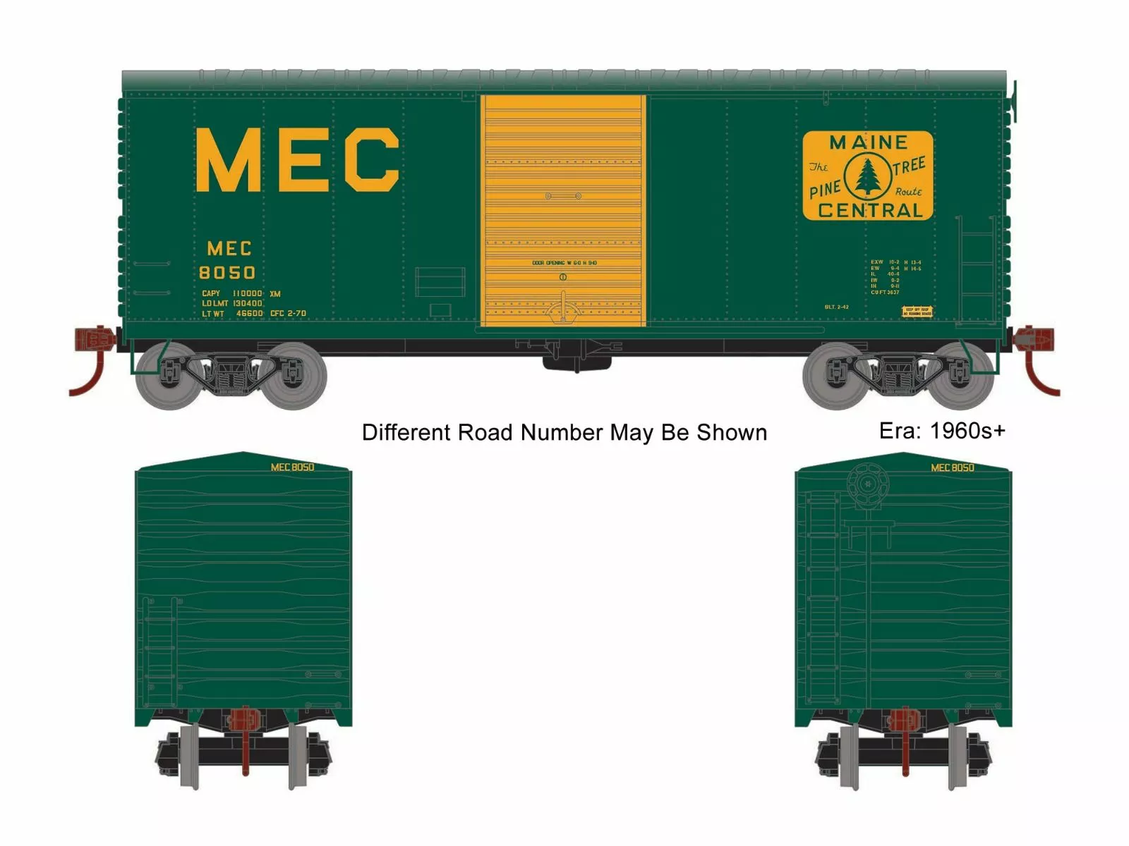 Athearn ATH67972 HO 40ft Modernized Box Car, Maine Central #8050