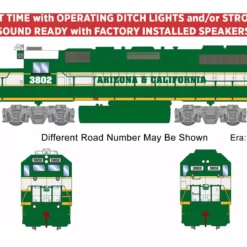 Athearn ATH72210 HO EMD GP38-2, DCC Sound Ready, Arizona & California #3802