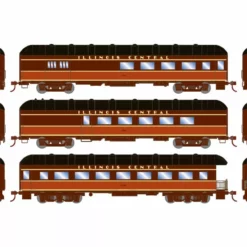Athearn ATH73039 HO RTR Harriman 60ft Arch Roof Set, Illinois Central 3-Pack