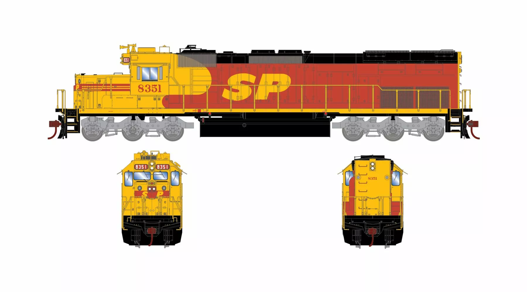 Athearn ATH73048 HO RTR EMD SD40T-2, Standard DC, Southern Pacific Kodachrome #8351