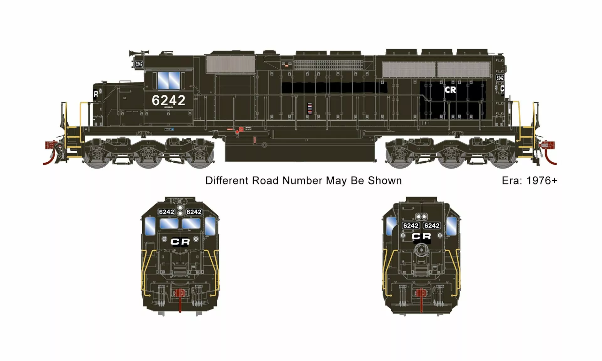 Athearn ATH73638 HO EMD SD40, Standard DC, Conrail Ex-PC #6261