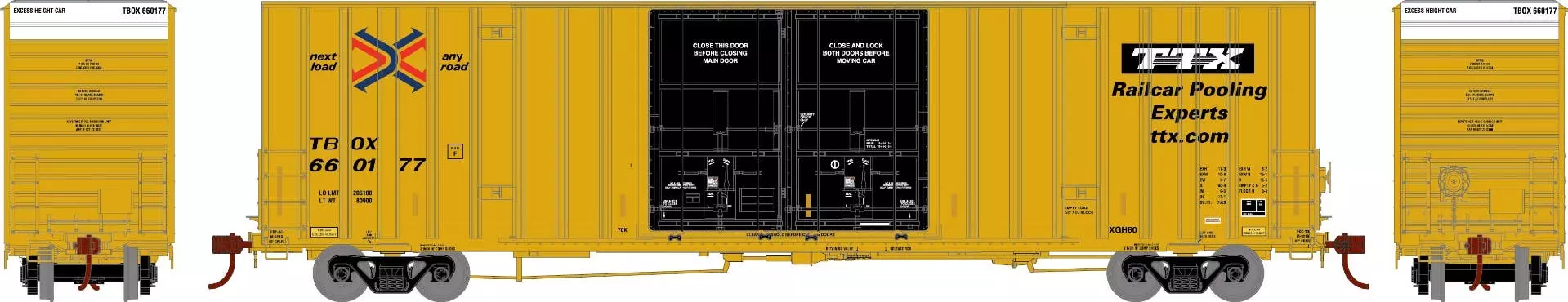Athearn 75327 HO 60ft Gunderson Double Door High-Cube Box Car TBOX #660177