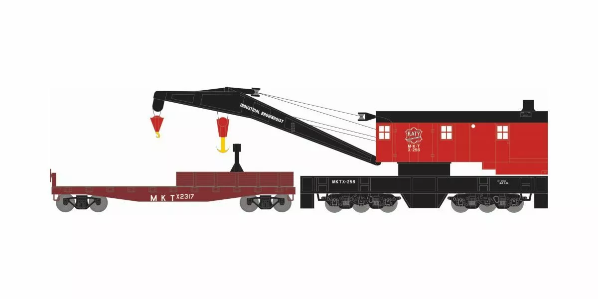 Athearn ATH75428 HO 200-Ton Crane With Tender, Missouri Kansas Texas #X-256