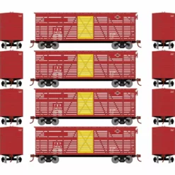 Athearn ATH76006 HO 40ft Stock Car, Texas & Pacific 4-Pack