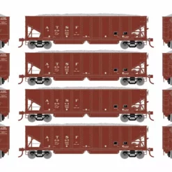 Athearn ATH7635 HO RTR 40ft Ballast Hopper, Santa Fe #2 4-Pack