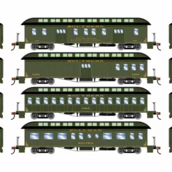 Athearn ATH84859 HO 50ft Old Time Overland Passenger Set, Southern