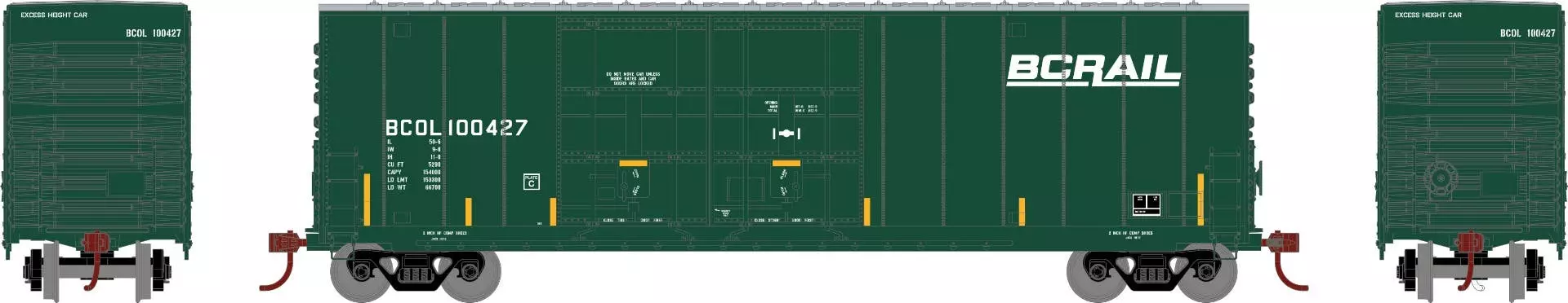 Athearn 88205 HO 50ft High Cube Double Plug Door Box Car BCRail #100427