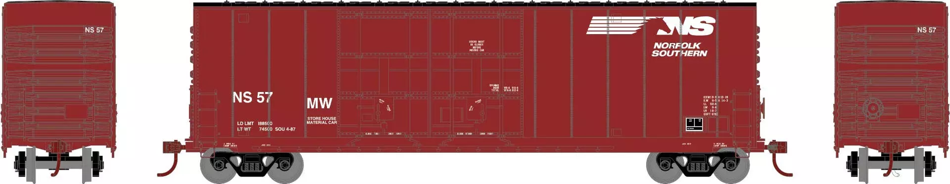 Athearn 88209 HO 50ft High Cube Double Plug Door Box Car Norfolk Southern #57