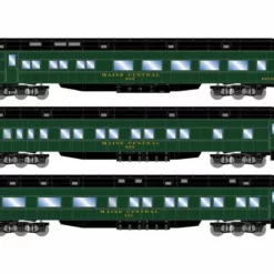 Athearn ATH88234 HO Heavyweight 3-Pack Diner/Coach/Observation, Maine Central