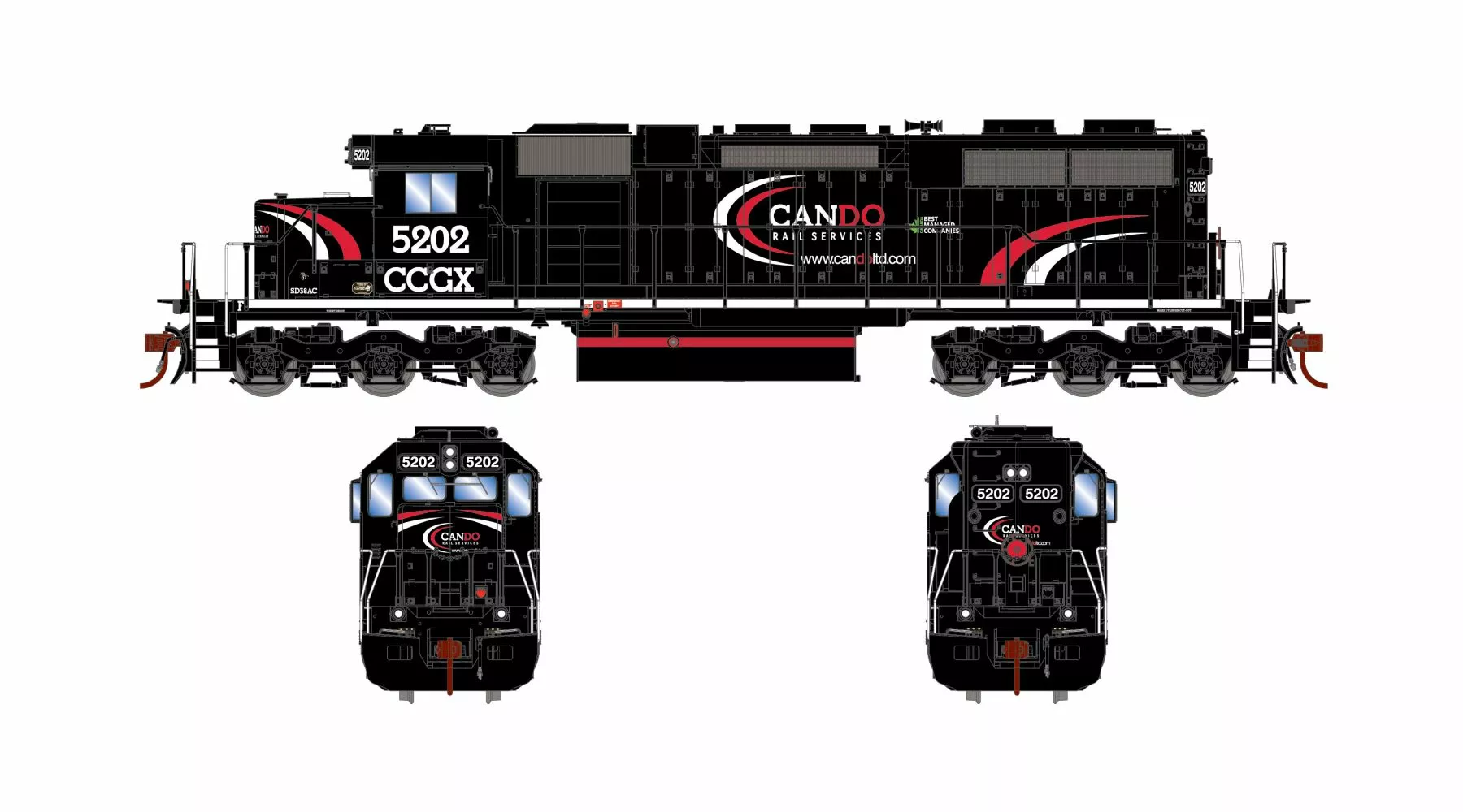 Athearn ATH88942 HO RTR EMD SD38, Soundtraxx Econami DCC Sound, CanDo Rail Services #5202