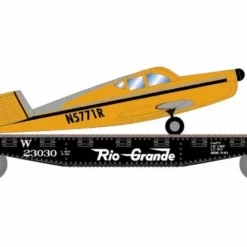 Athearn ATH96449 HO 40ft Flat Car With Airplane, Rio Grande #23077