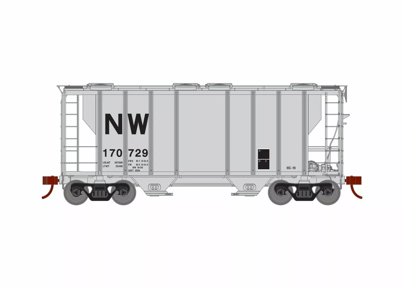 Athearn ATH63792 HO RTR PS-2 2600 Covered Hopper, Norfolk & Western #170729