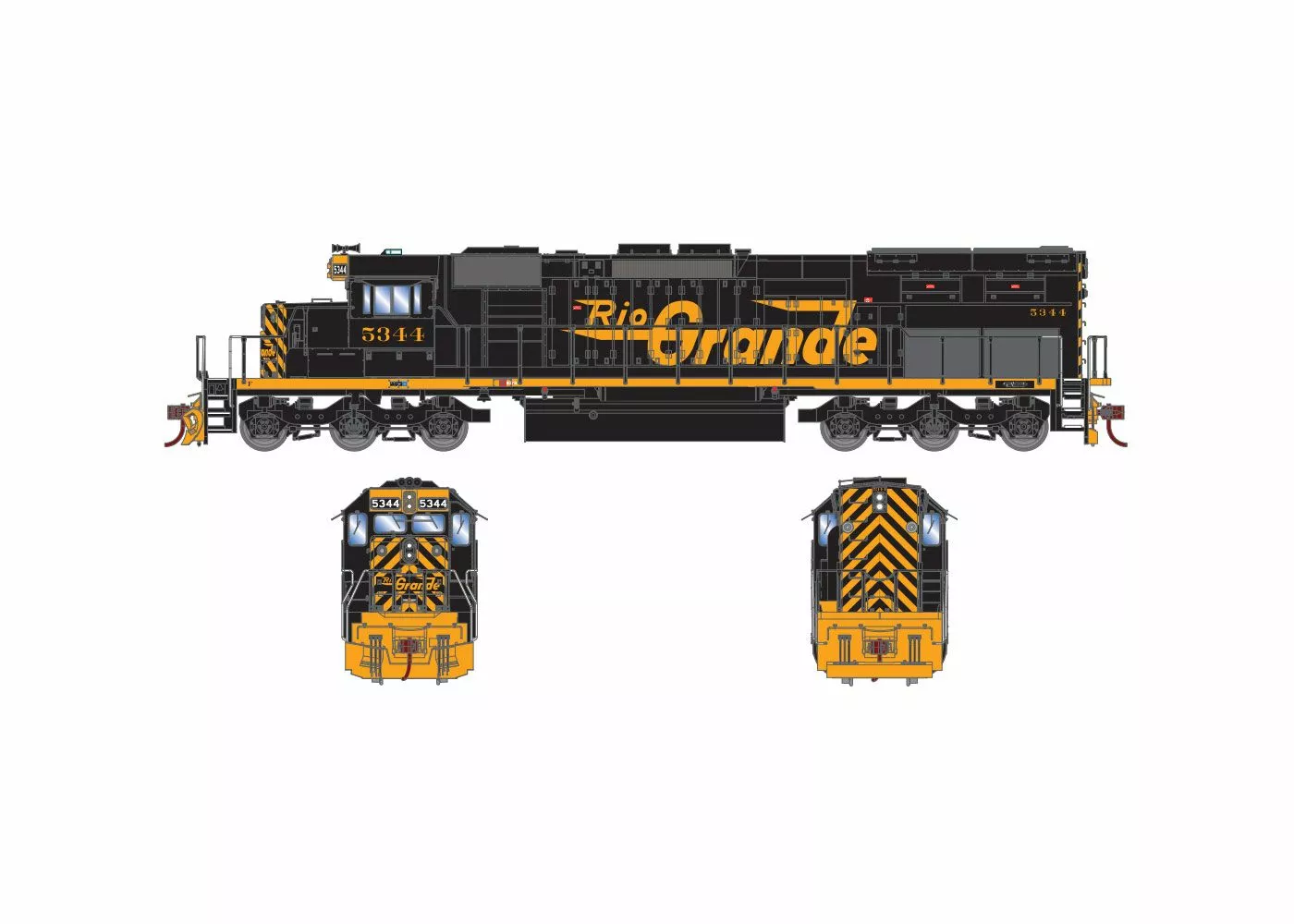 Athearn ATH72171 HO RTR EMD SD40T-2, Econami DCC Sound, Rio Grande #5344