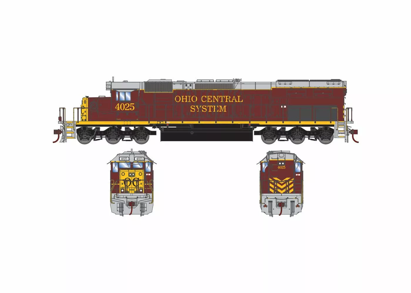 Athearn ATH72077 HO RTR EMD SD40T-2, Standard DC, Ohio Central #4026