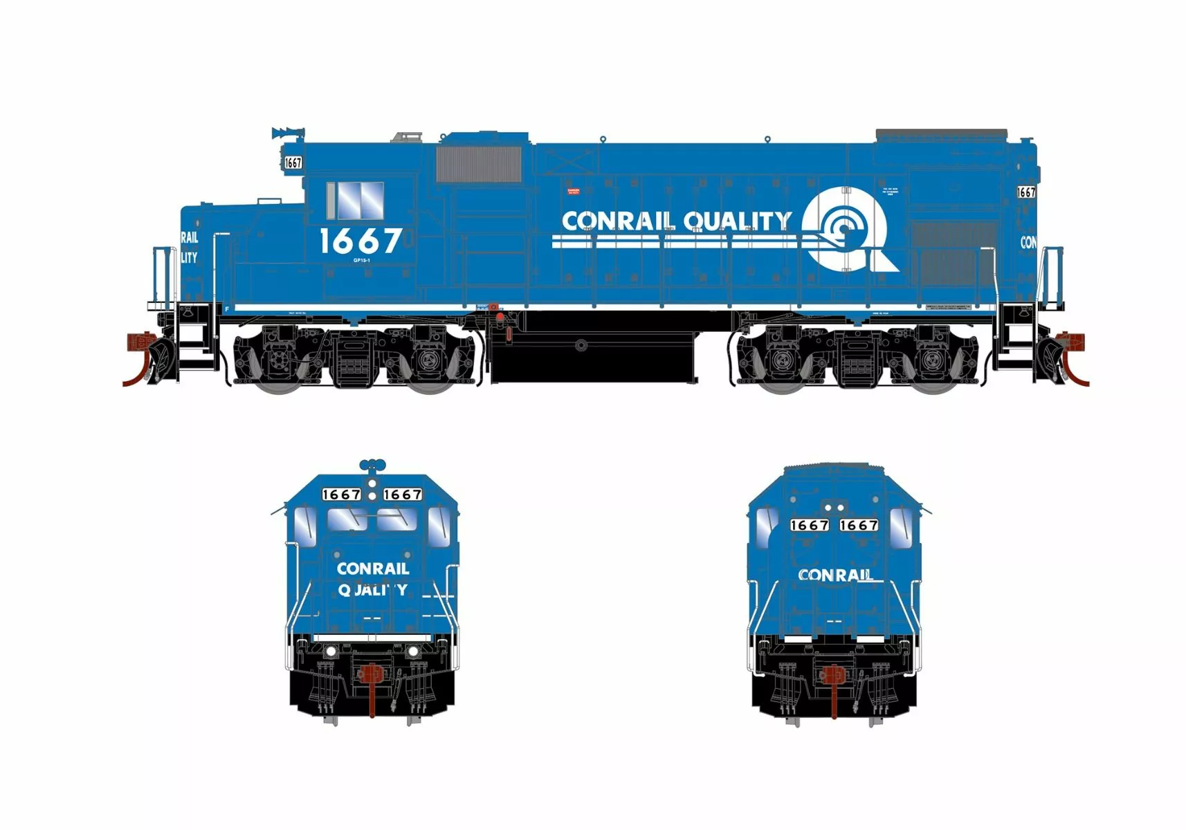 Athearn Genesis ATHG13341 HO EMD GP15-1, Tsunami2 DCC Sound, Conrail #1667
