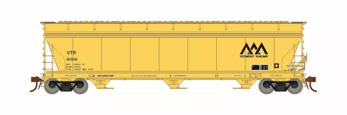 Athearn ATH12942 N ACF 4600 3-Bay Hopper, Vermont Railway #6006