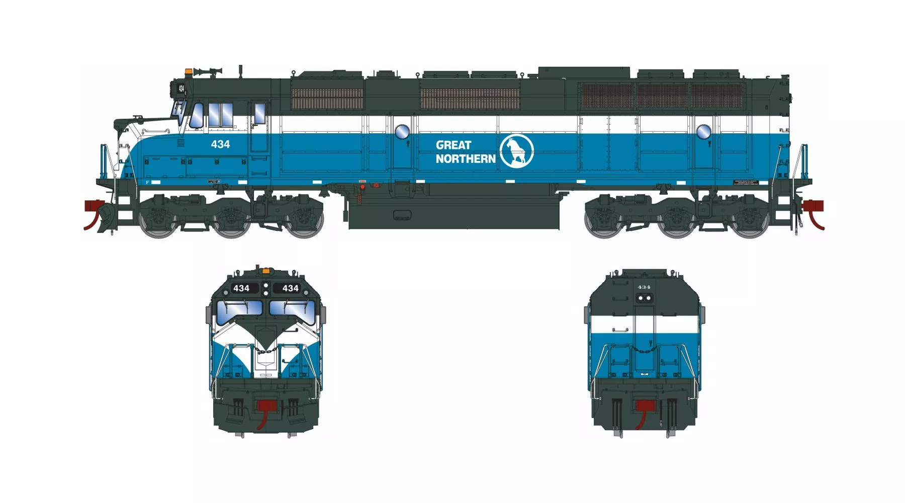 Athearn Genesis ATHG18381 HO EMD F45, Tsunami2 DCC Sound, Great Northern #434