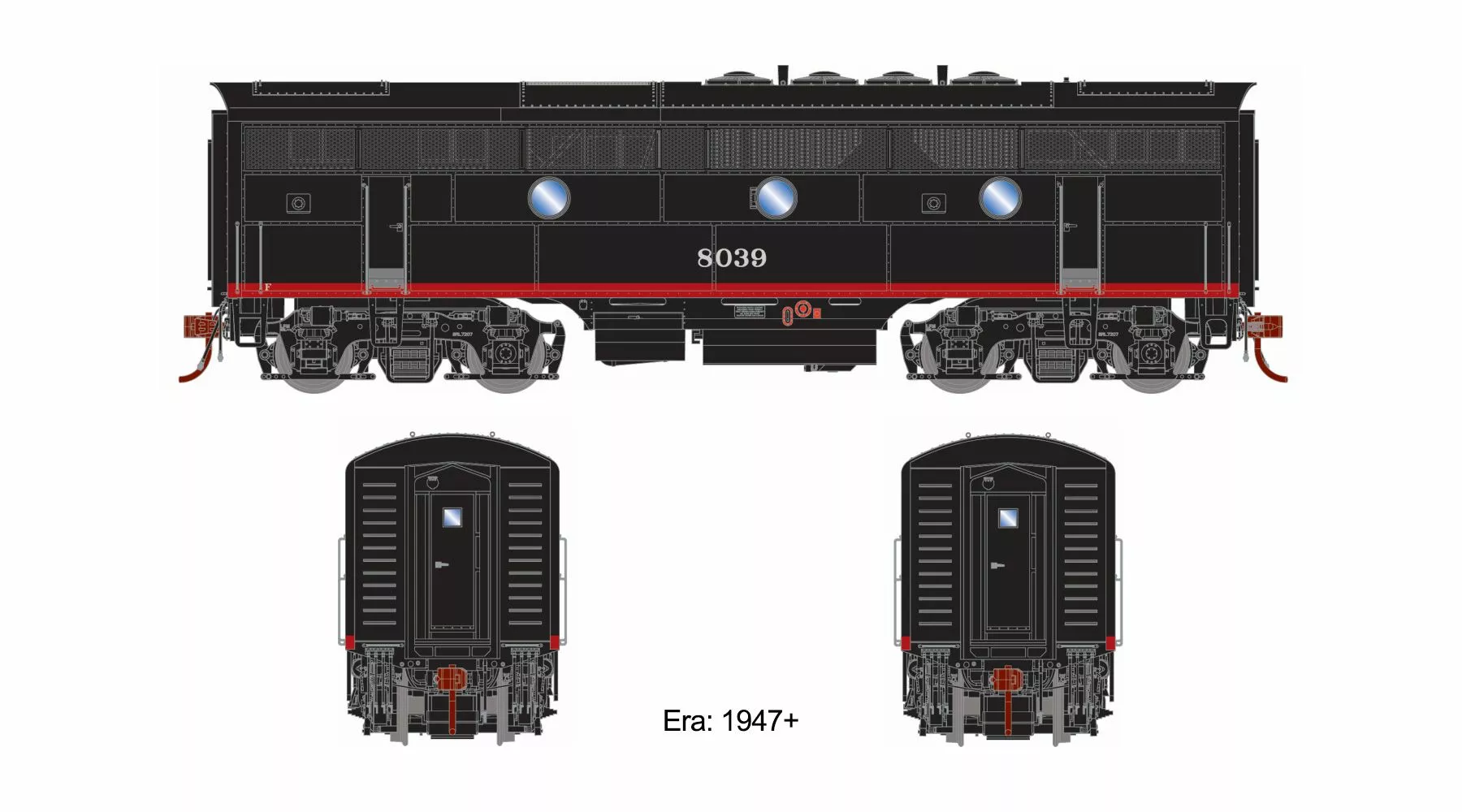 Athearn Genesis ATHG19677, HO Scale EMD F3B, Tsunami2 Sound & DCC, SP Black Widow #8039