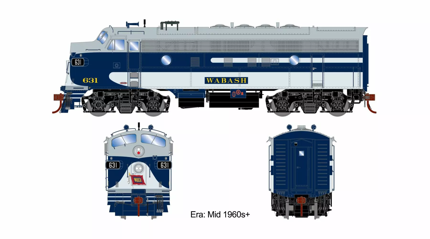 Athearn Genesis ATHG19690, HO Scale EMD F7A, Tsunami2 Sound & DCC, WAB #631