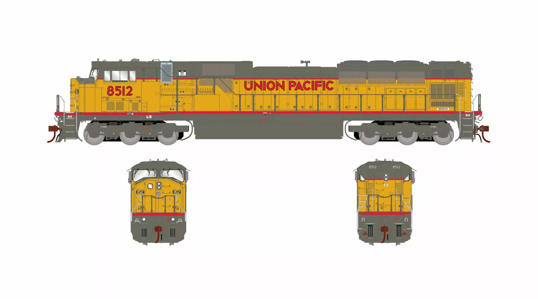 Athearn Genesis 2.0 ATHG27222 HO EMD SD90MAC-H Phase I, Standard DC, Union Pacific #8512