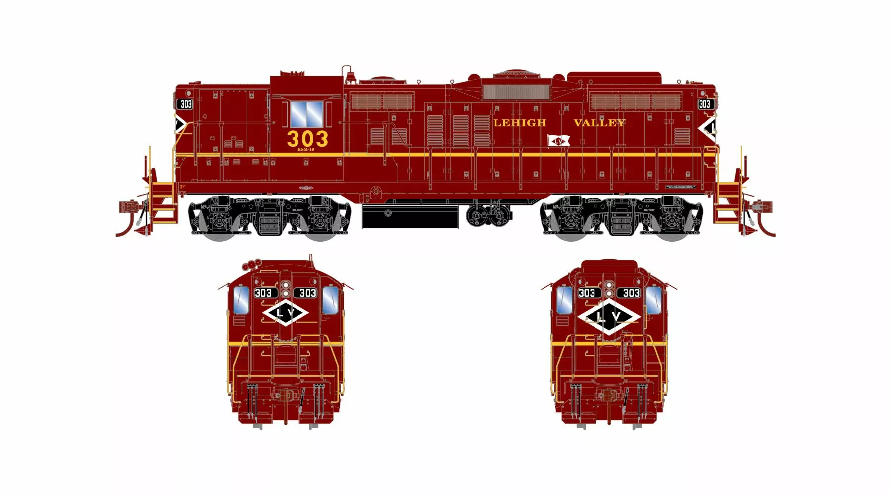 Athearn Genesis ATHG30722 HO EMD GP18, Tsunami2 DCC Sound, Lehigh Valley #303