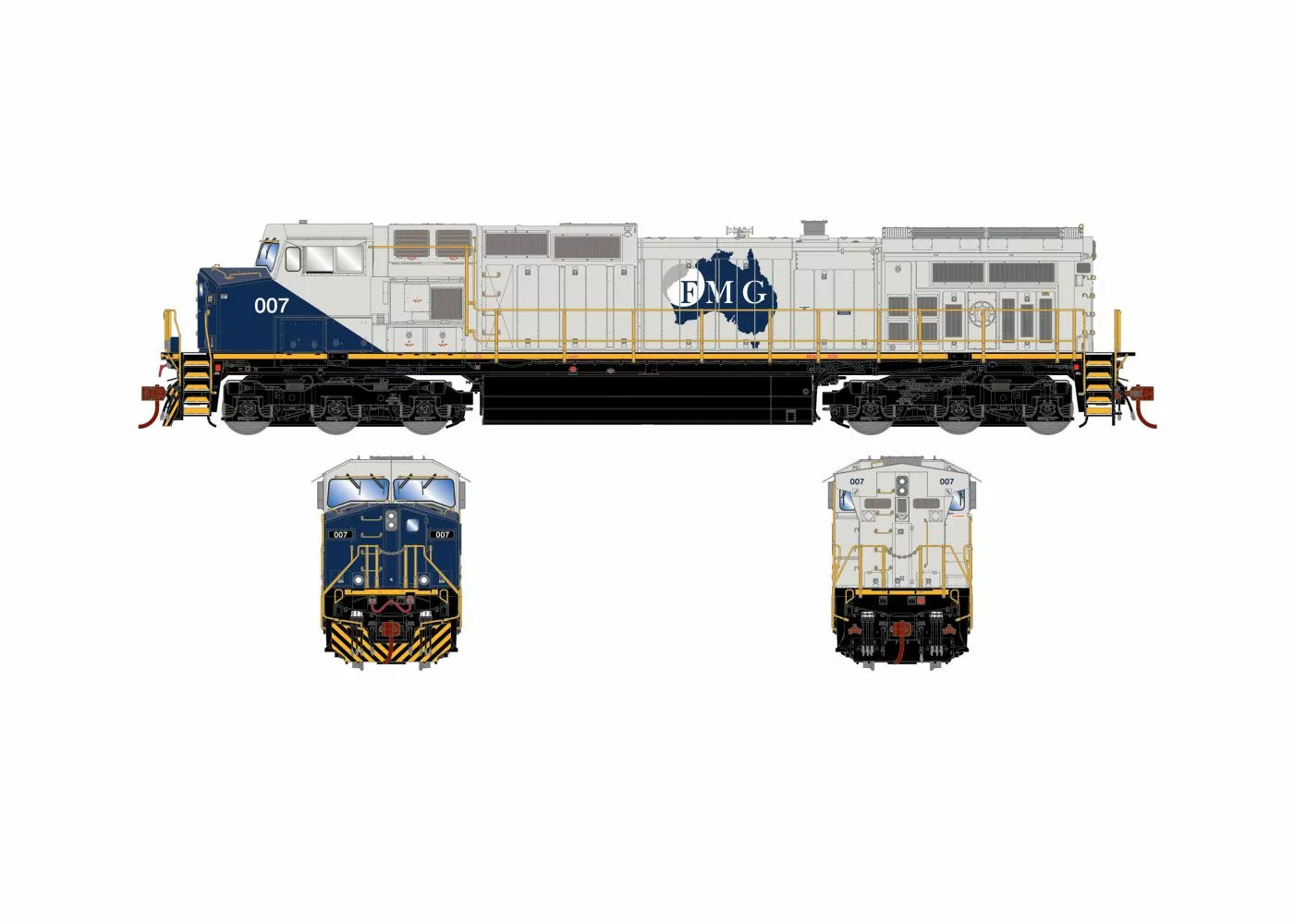 Athearn Genesis 2.0 ATHG31535 HO GE Dash 9-44CW, Standard DC, Fortescue Railway #007