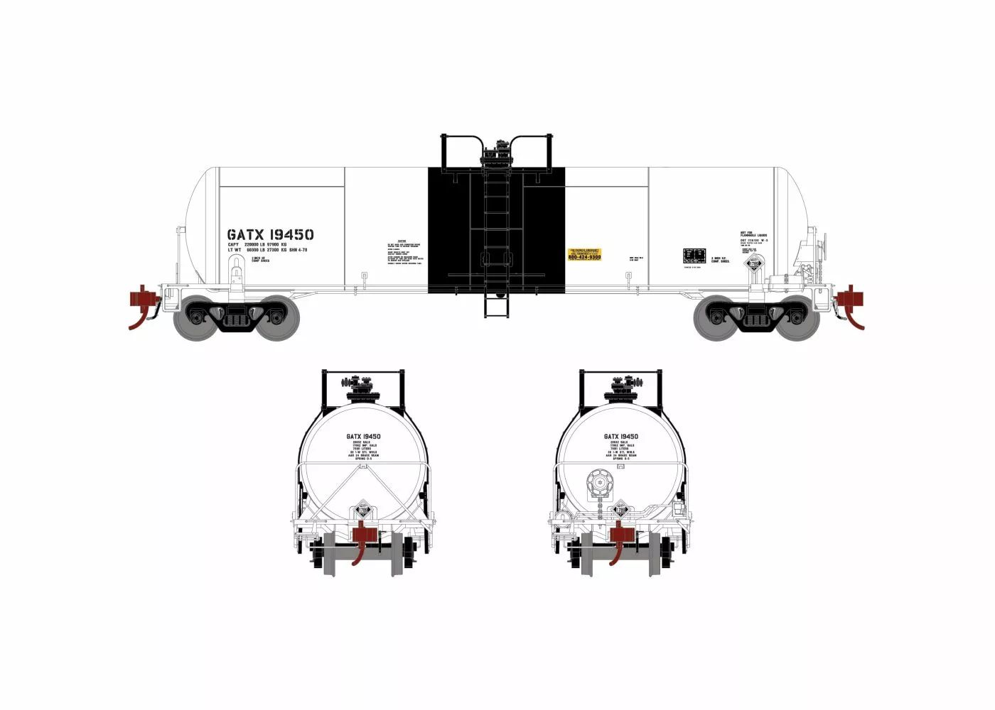 Athearn Genesis ATHG38002 HO 20K Acid Tank Car, GATX Black Band #19450