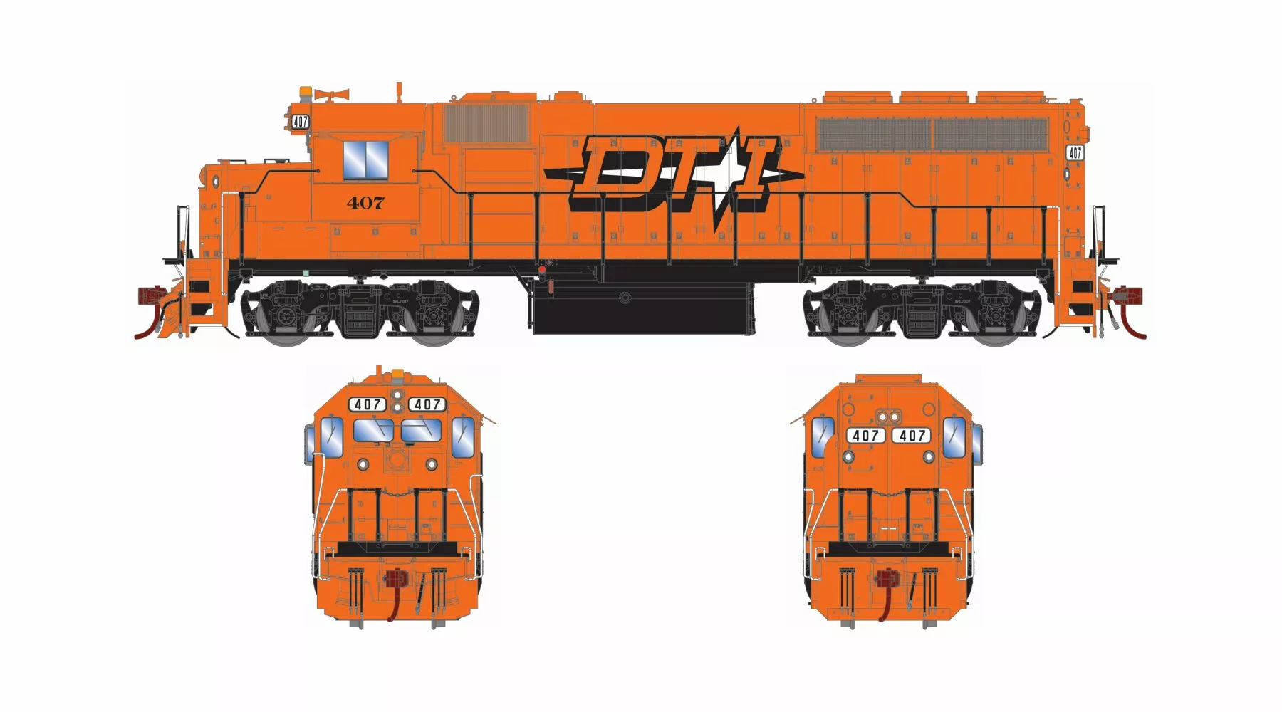 Athearn Genesis ATHG64831 HO EMD GP40-2, Standard DC, Detroit Toledo & Ironton #407