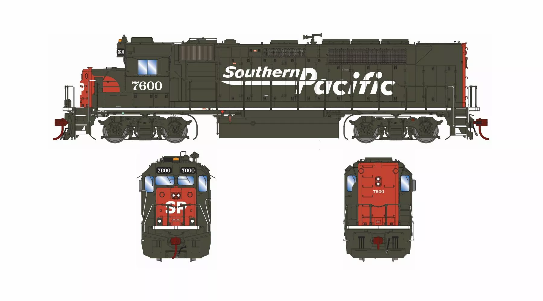 Athearn Genesis ATHG64834 HO EMD GP40P-2, Standard DC, Southern Pacific #7600 Speed Lettering