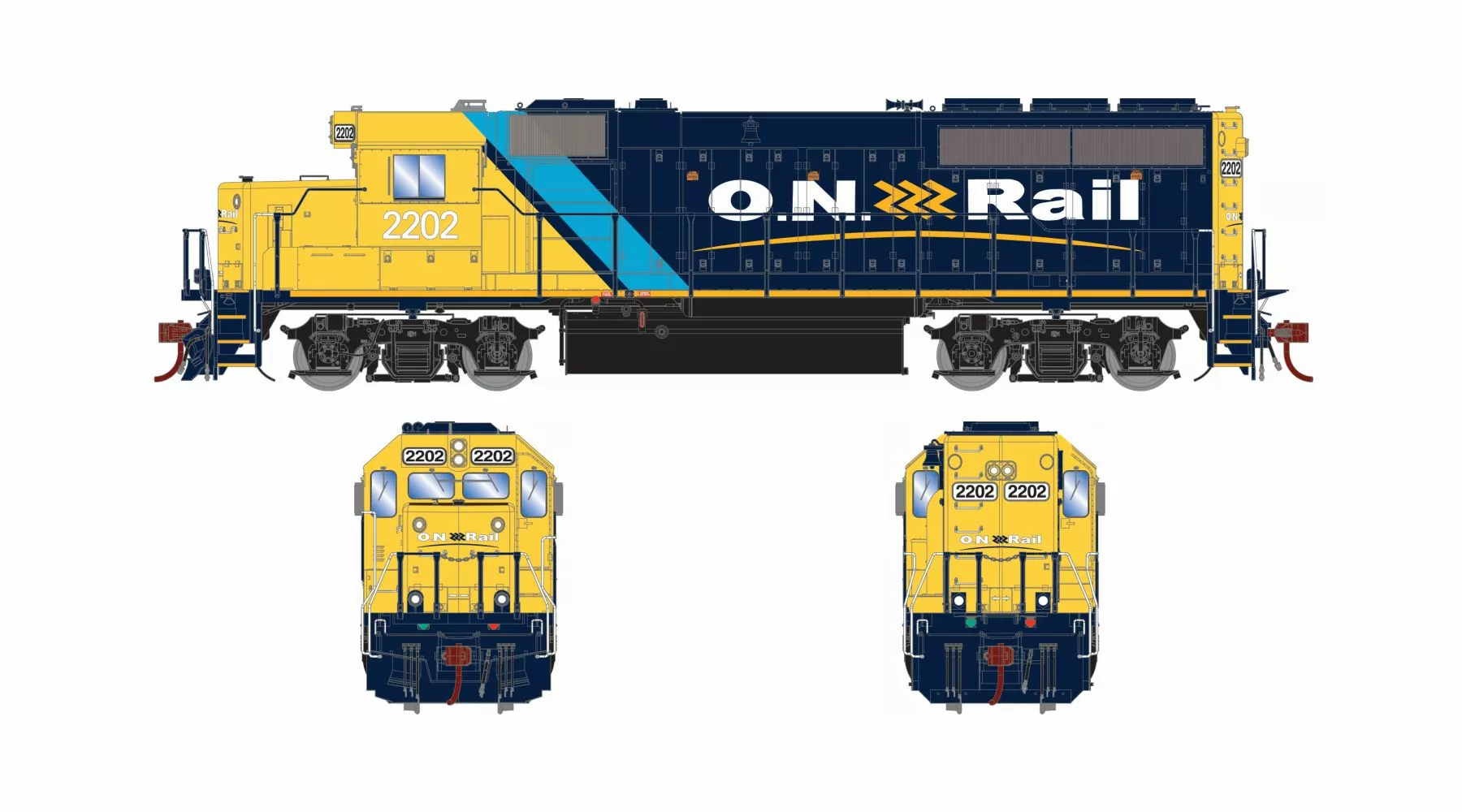 Athearn Genesis ATHG64840 HO EMD GP40-2, Standard DC, Ontario Northland #2202