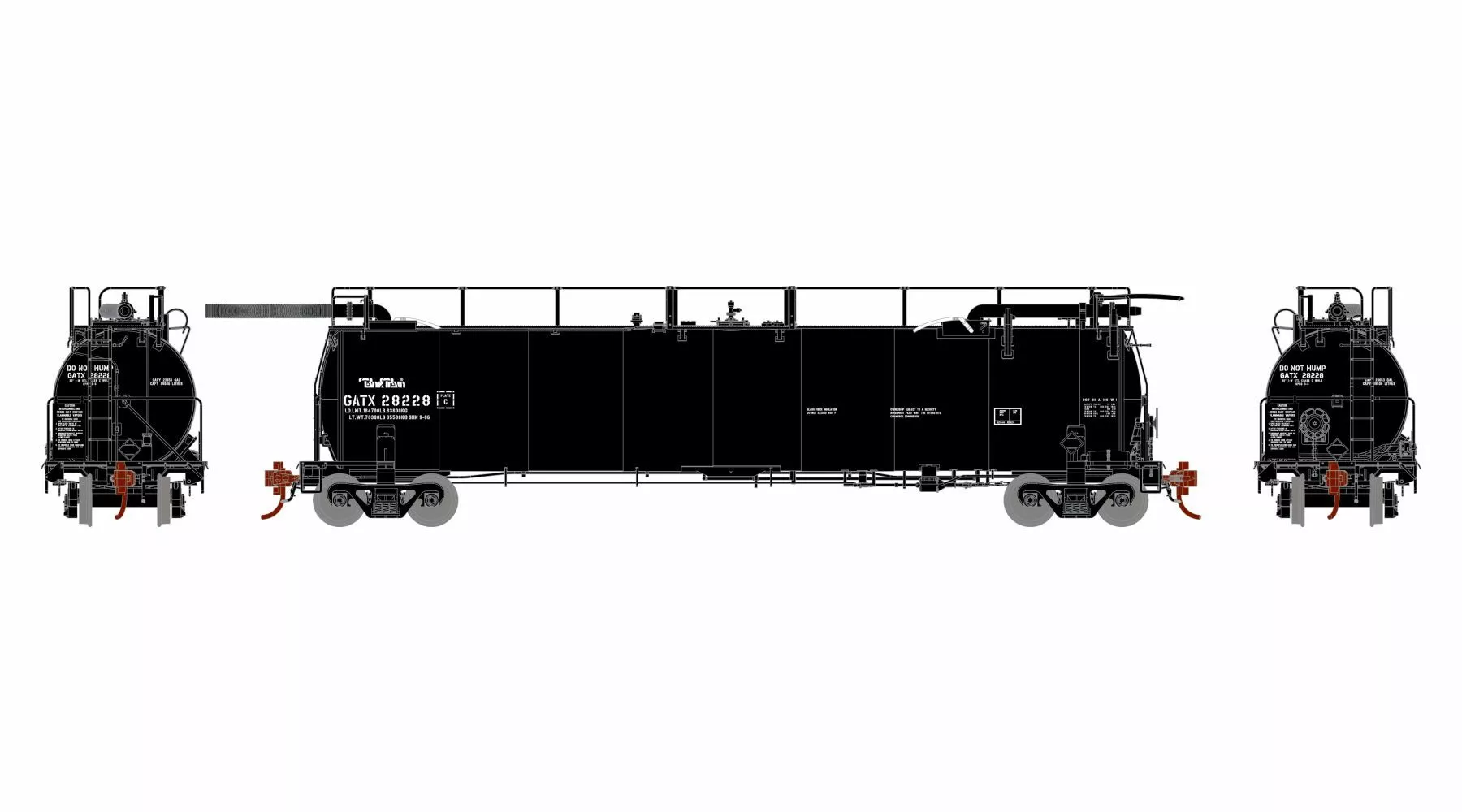 Athearn Genesis ATHG67936 HO TankTrain, Intermediate Single Car, GATX Black #28230