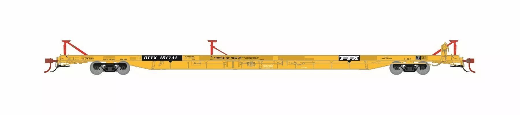 Athearn Genesis ATHG69603 HO F89-F TOFC Flat Car, RTTX Yellow 1991 Logo #151870